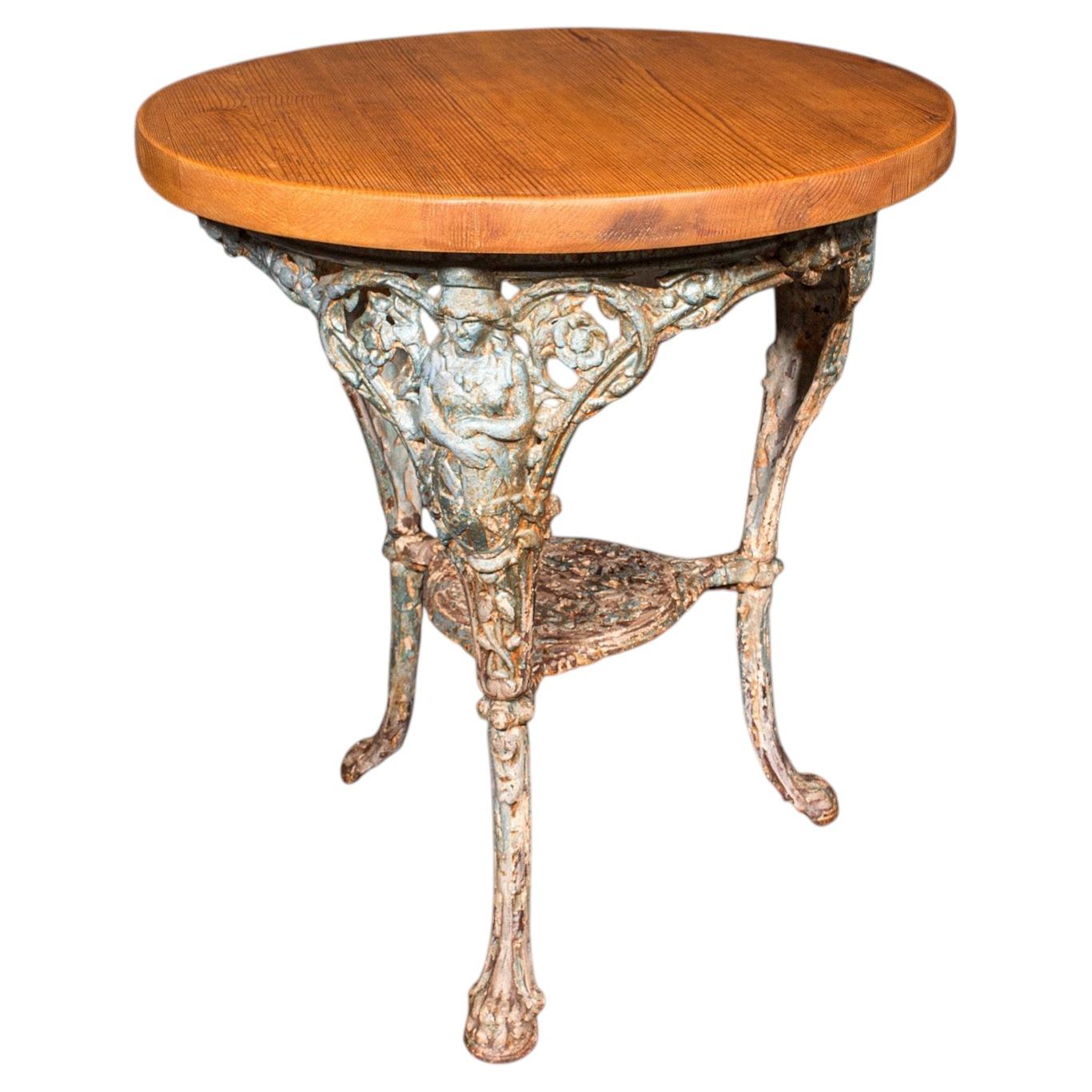 Antique Tavern Table, English, Pine, Cast Iron, Britannia, Pub, Victorian, 1880
