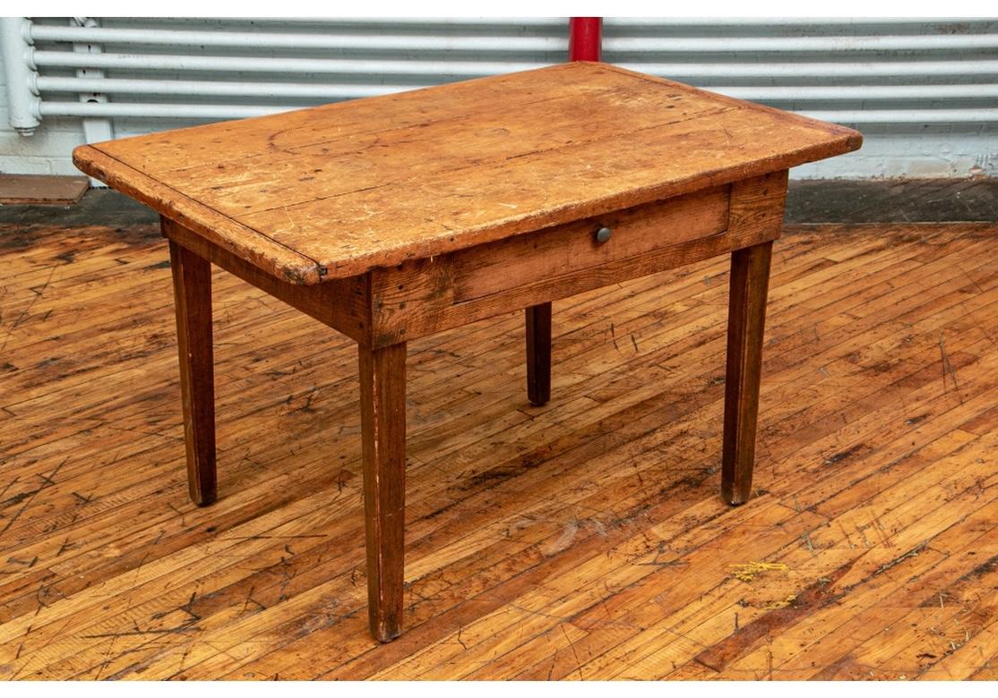19th Century Antique Tavern/ Work Table With Breadboard Top For Sale