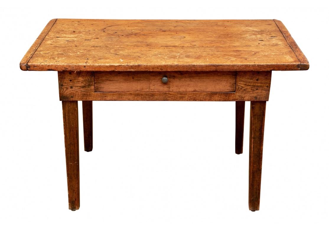 Wood Antique Tavern/ Work Table With Breadboard Top For Sale