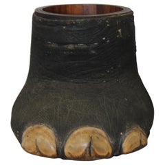 Antique Taxidermy Elephant Foot Stool/Waste Basket