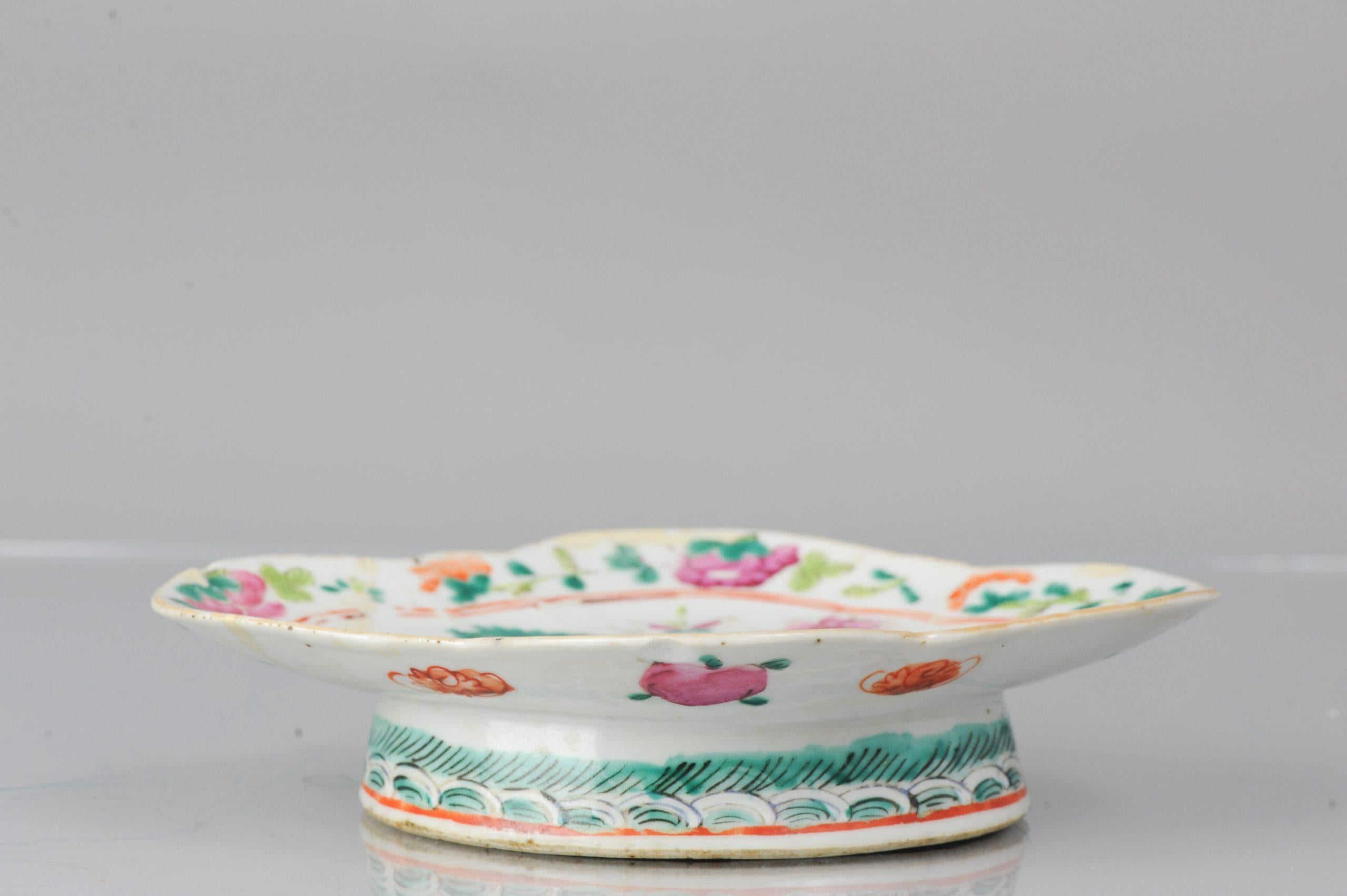 Chinese Antique Tazza Bowl Qing Flowers Tongzhi / Guangxu, 19th Century  For Sale
