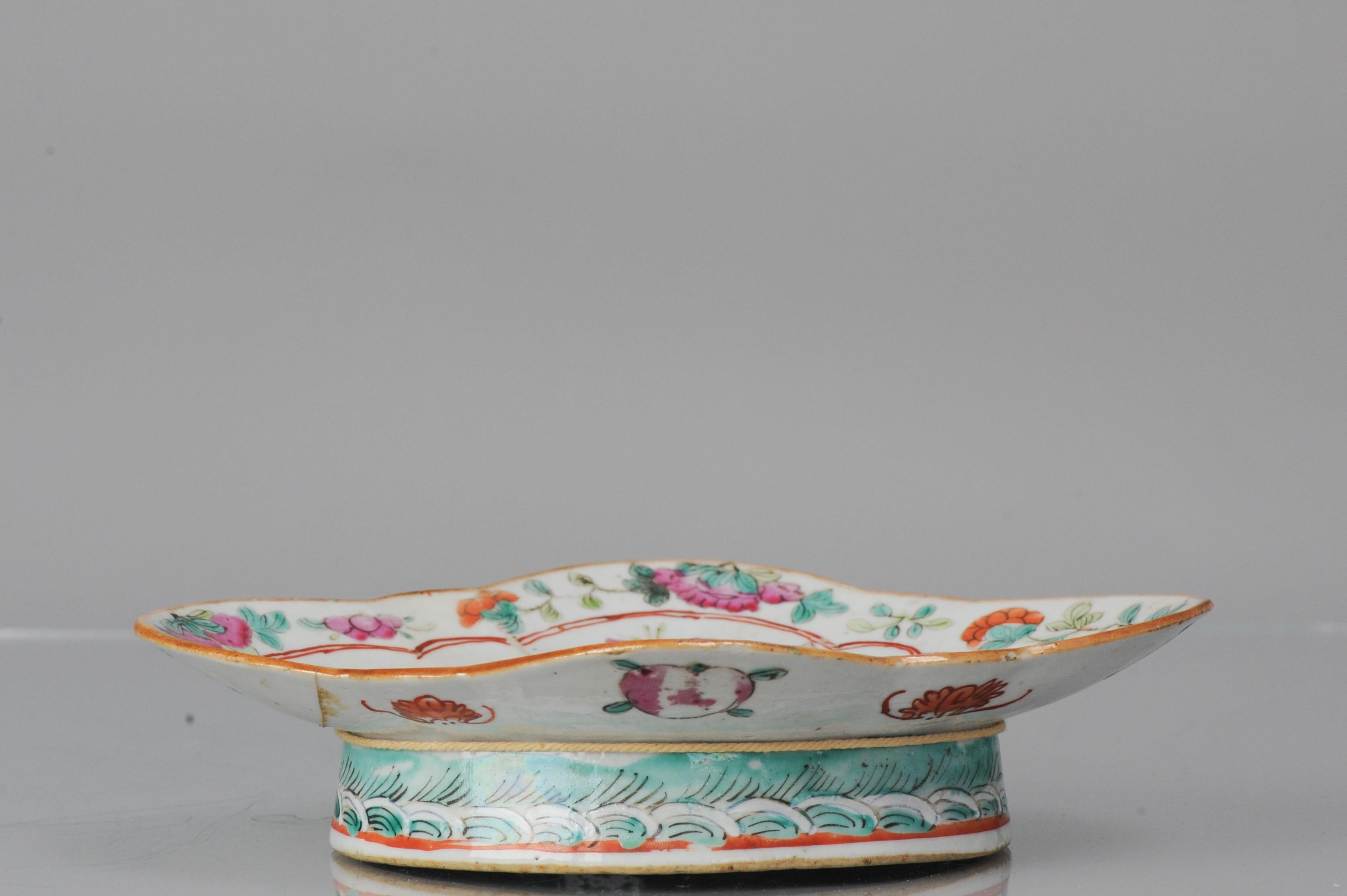 Chinese Antique Tazza Bowl Qing Flowers Tongzhi / Guangxu, 19th Century For Sale