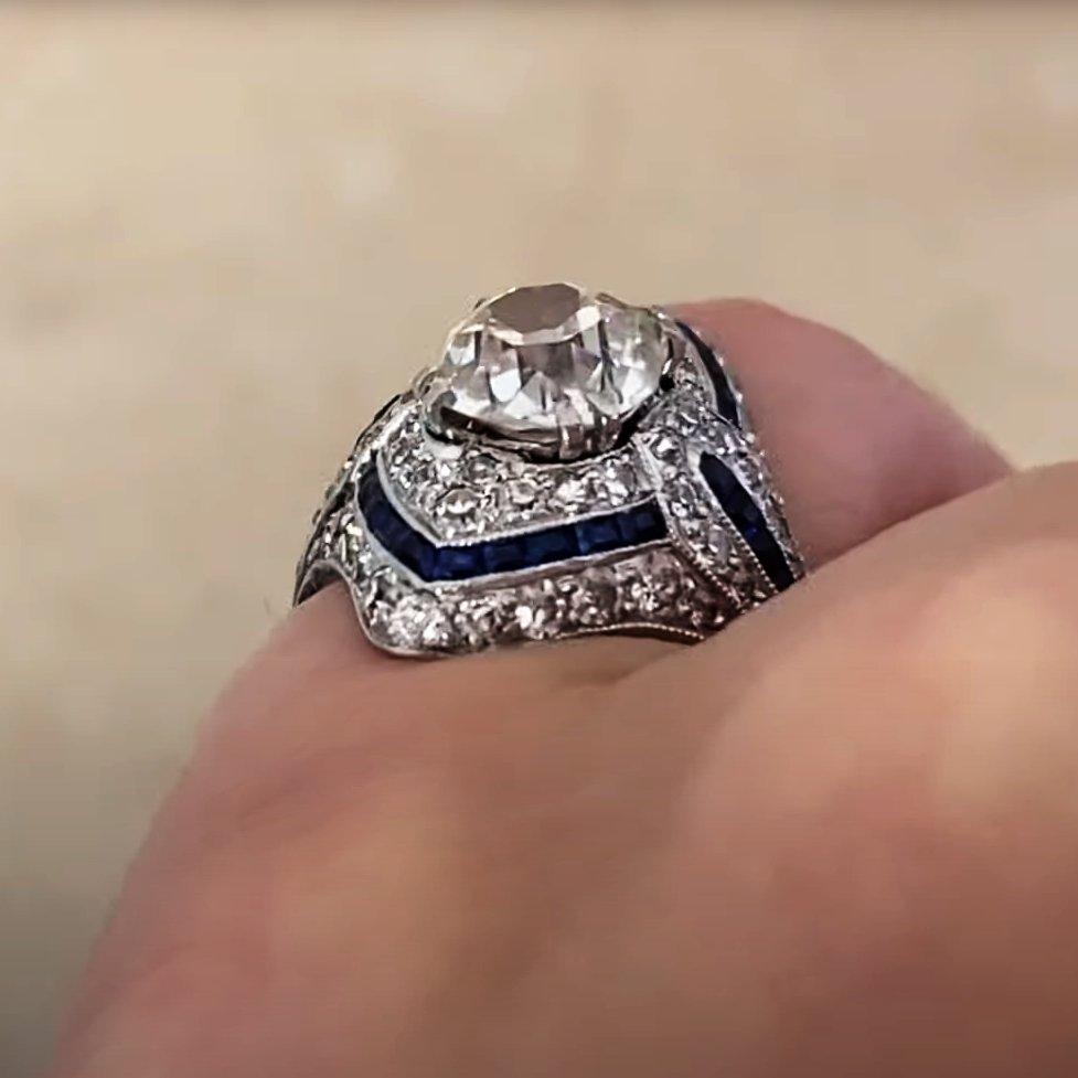 Antique T.B. Starr Cushion Cut Diamond Dome Ring (Approx. 1.60-Carats), Platinum In Excellent Condition For Sale In New York, NY