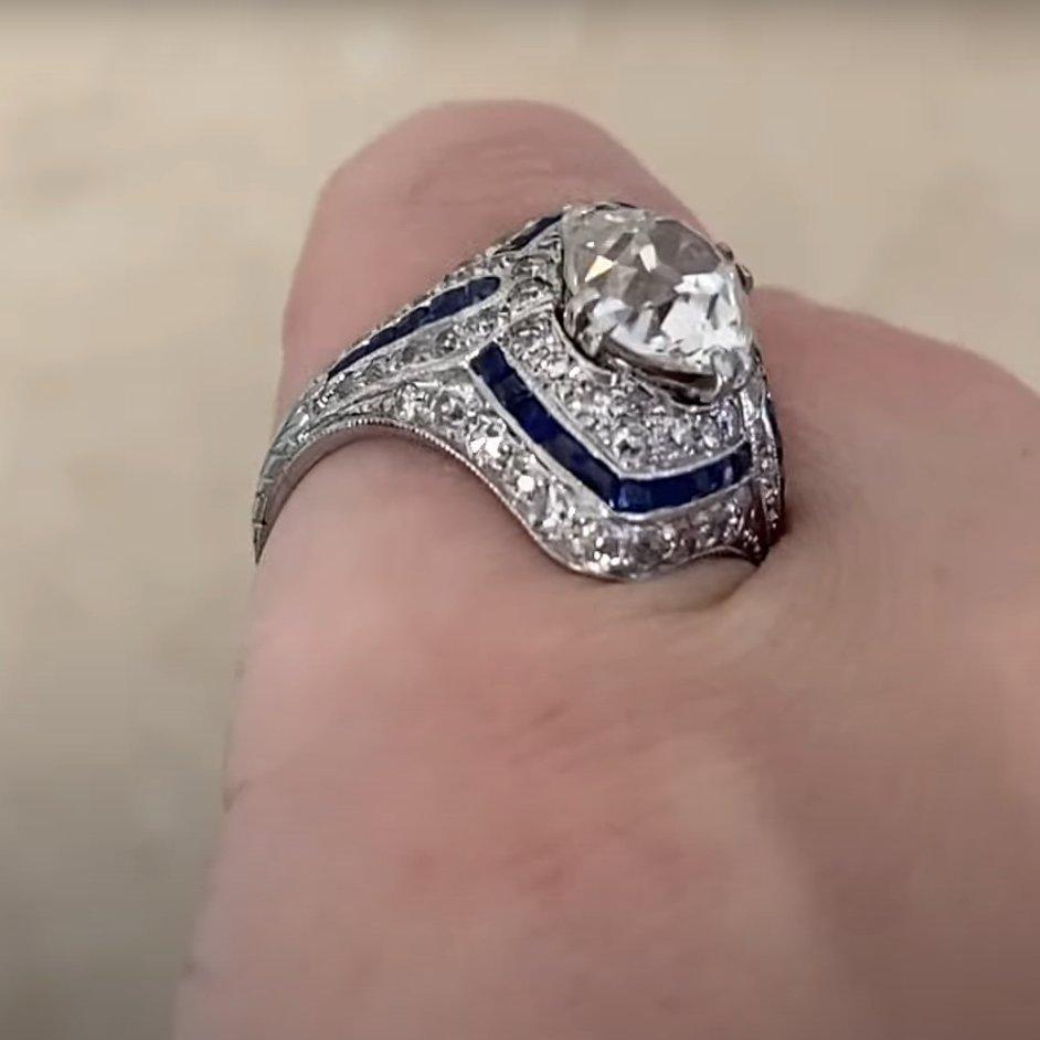 Antique T.B. Starr Cushion Cut Diamond Dome Ring (Approx. 1.60-Carats), Platinum In Excellent Condition For Sale In New York, NY