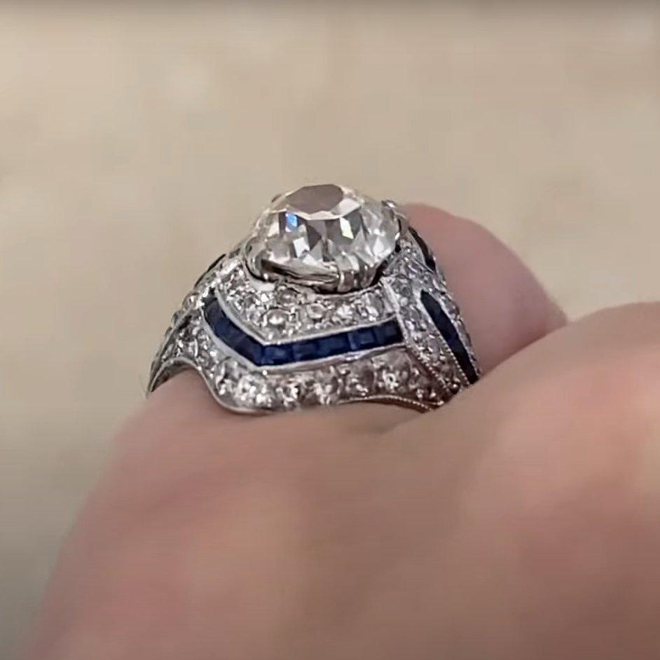 Women's Antique T.B. Starr Cushion Cut Diamond Dome Ring (Approx. 1.60-Carats), Platinum For Sale