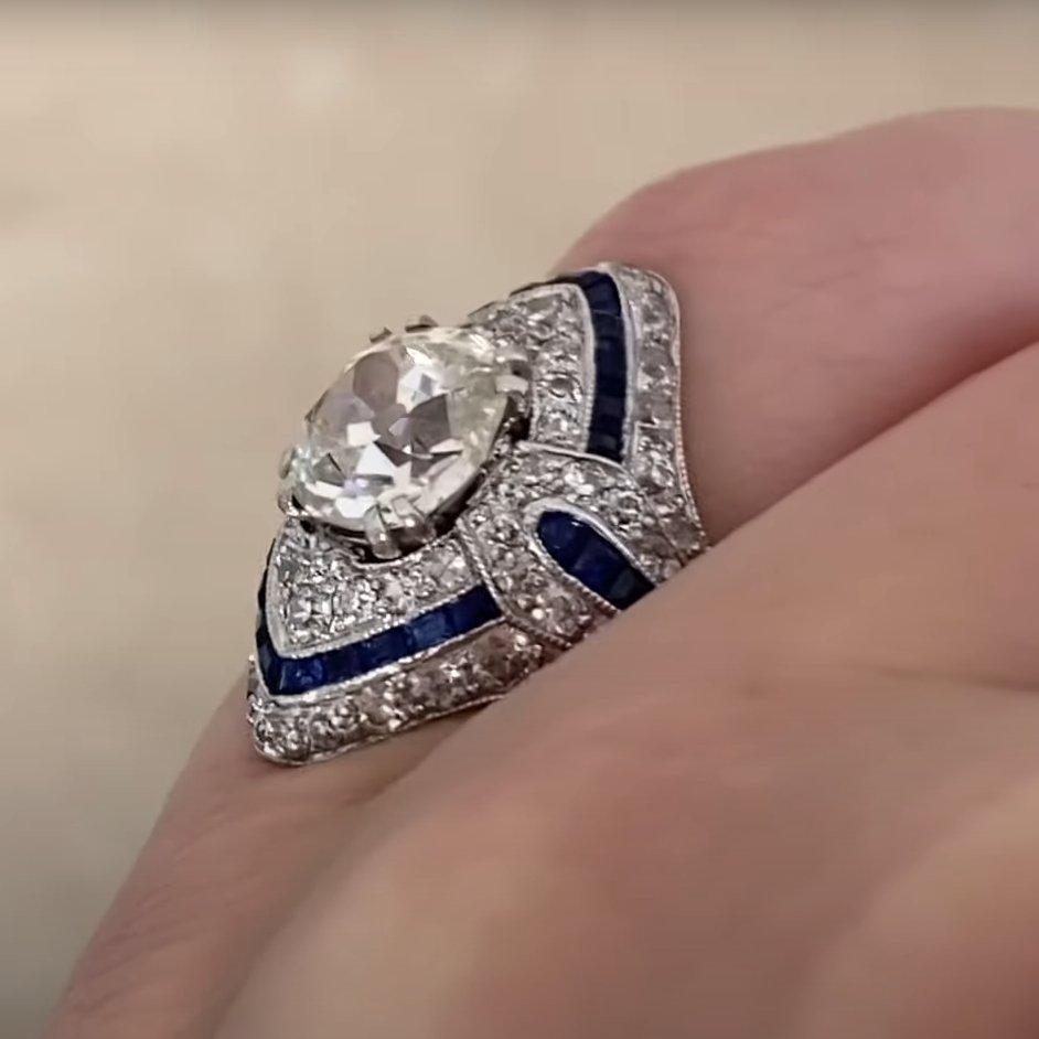 Antique T.B. Starr Cushion Cut Diamond Dome Ring (Approx. 1.60-Carats), Platinum For Sale 1