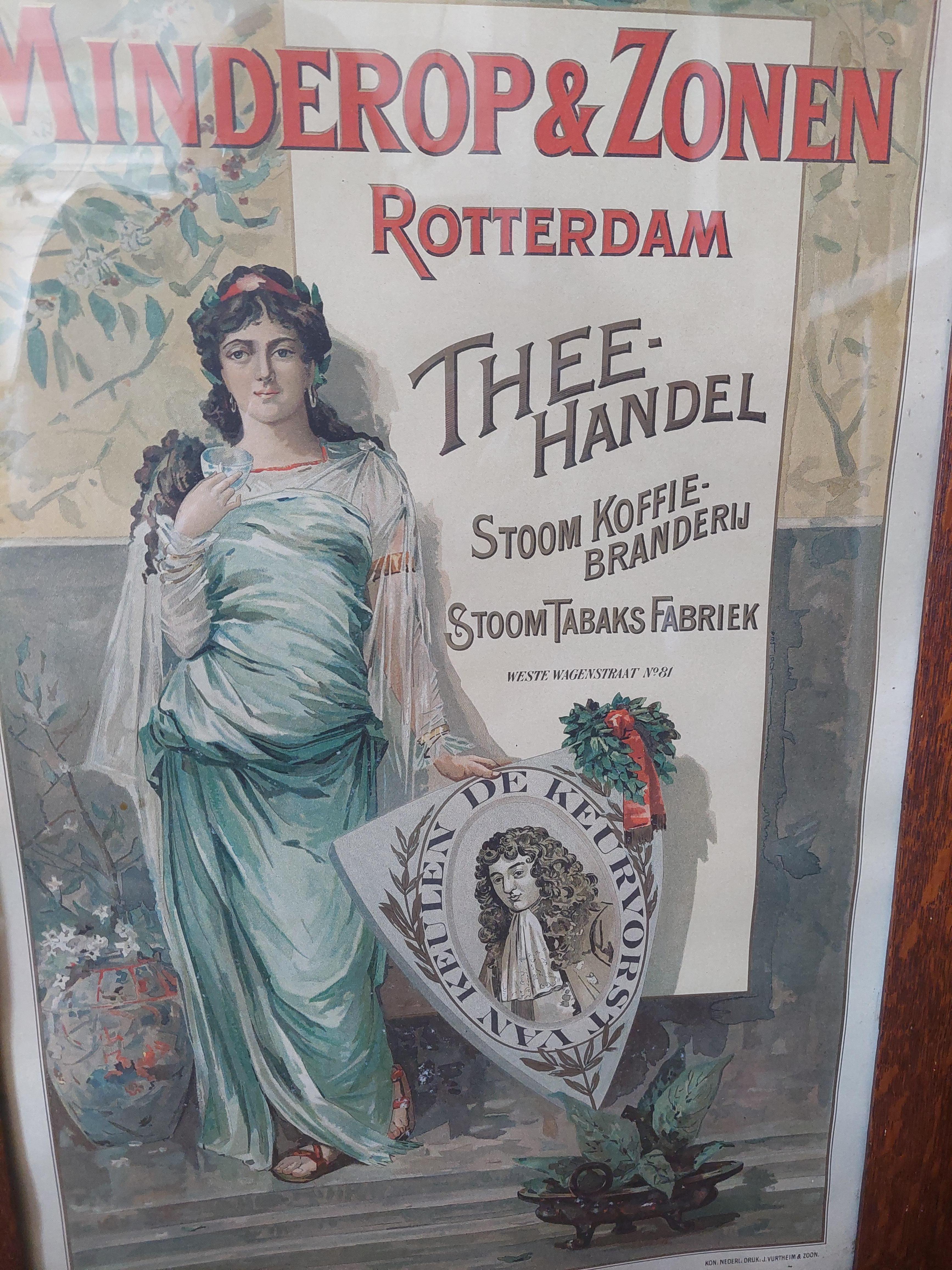 Minderop & Zonen Rotterdam Theehandel. 48x70 inkl. Original-Holzrahmen, ca. 1900