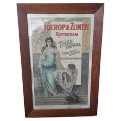 Antique Tea Advertising Poster Minderop & Zonen Rotterdam Theehandel