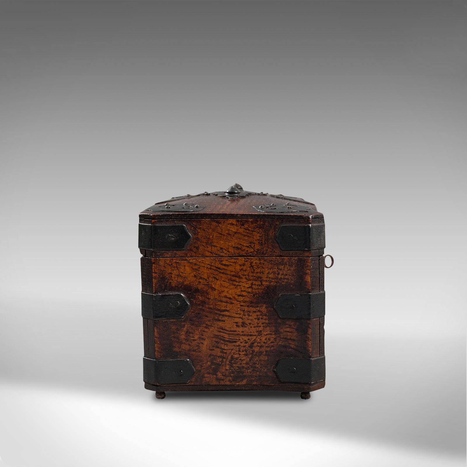 British Antique Tea Box, English, Oak, Iron, Connoisseur Caddy, Case, Georgian