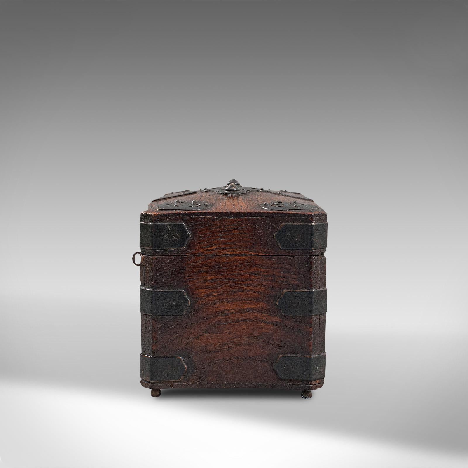 Antique Tea Box, English, Oak, Iron, Connoisseur Caddy, Case, Georgian In Good Condition In Hele, Devon, GB