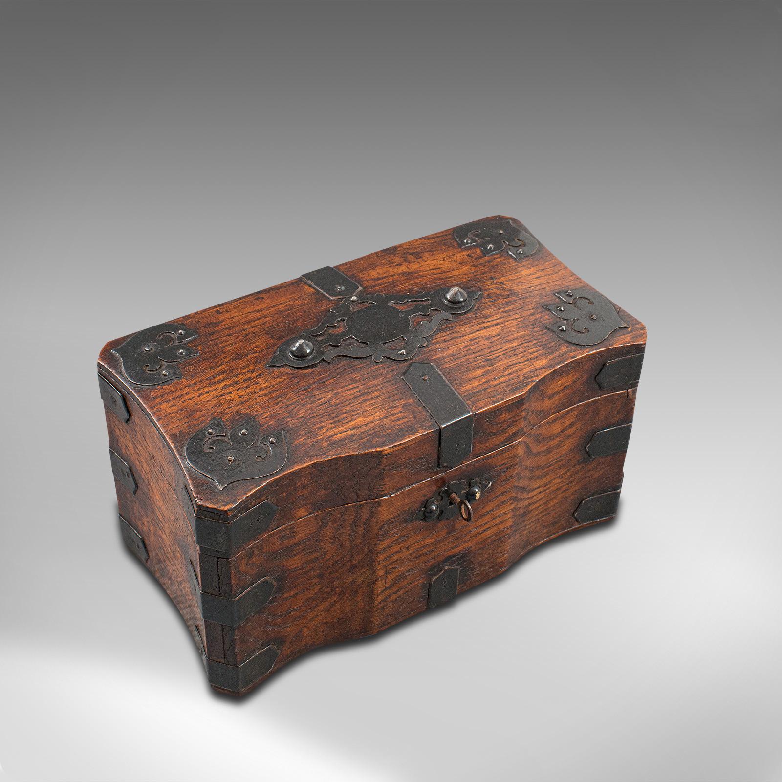 Antique Tea Box, English, Oak, Iron, Connoisseur Caddy, Case, Georgian 1
