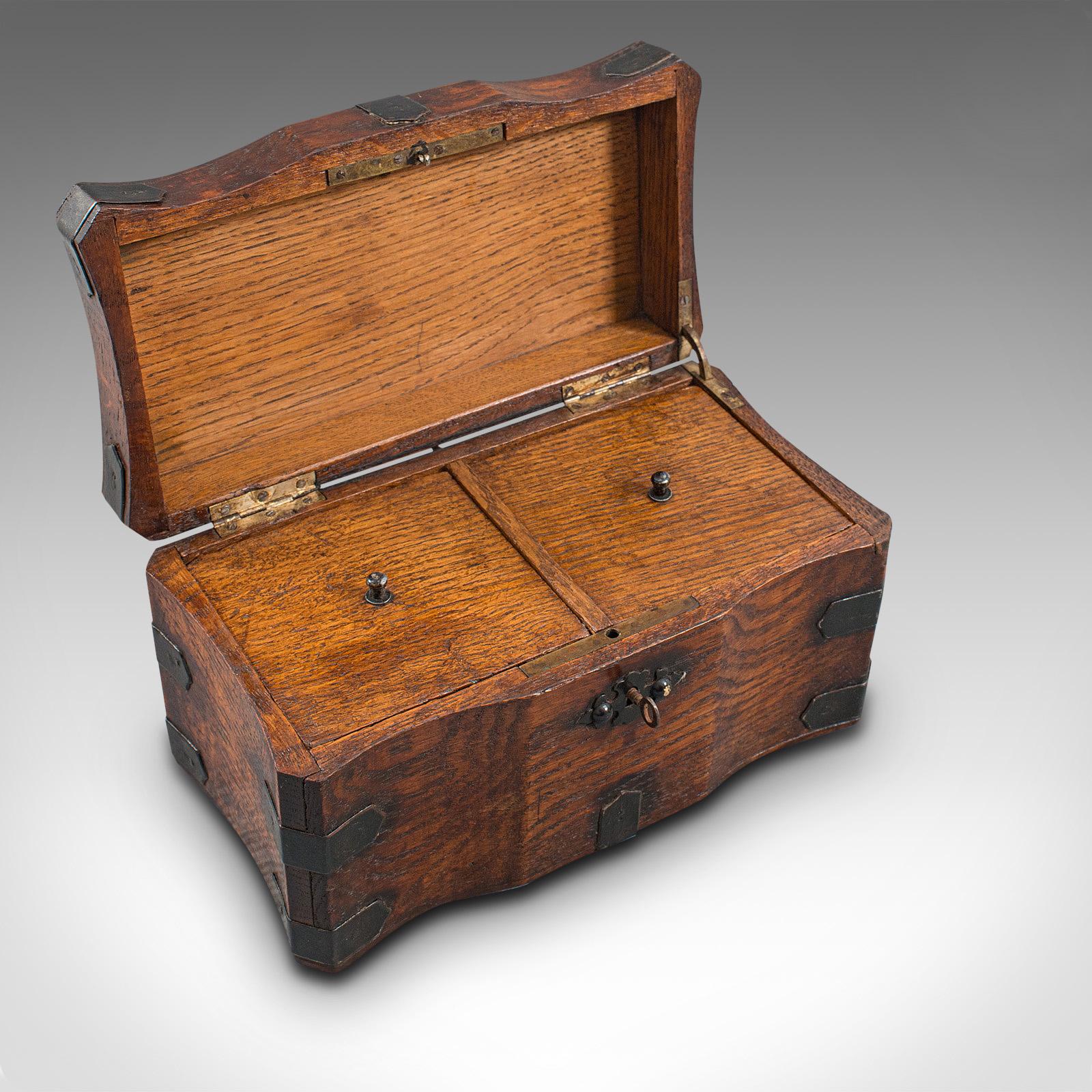 Antique Tea Box, English, Oak, Iron, Connoisseur Caddy, Case, Georgian 2