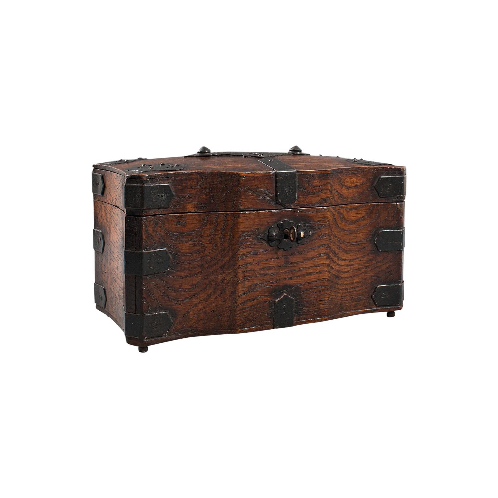 Antique Tea Box, English, Oak, Iron, Connoisseur Caddy, Case, Georgian