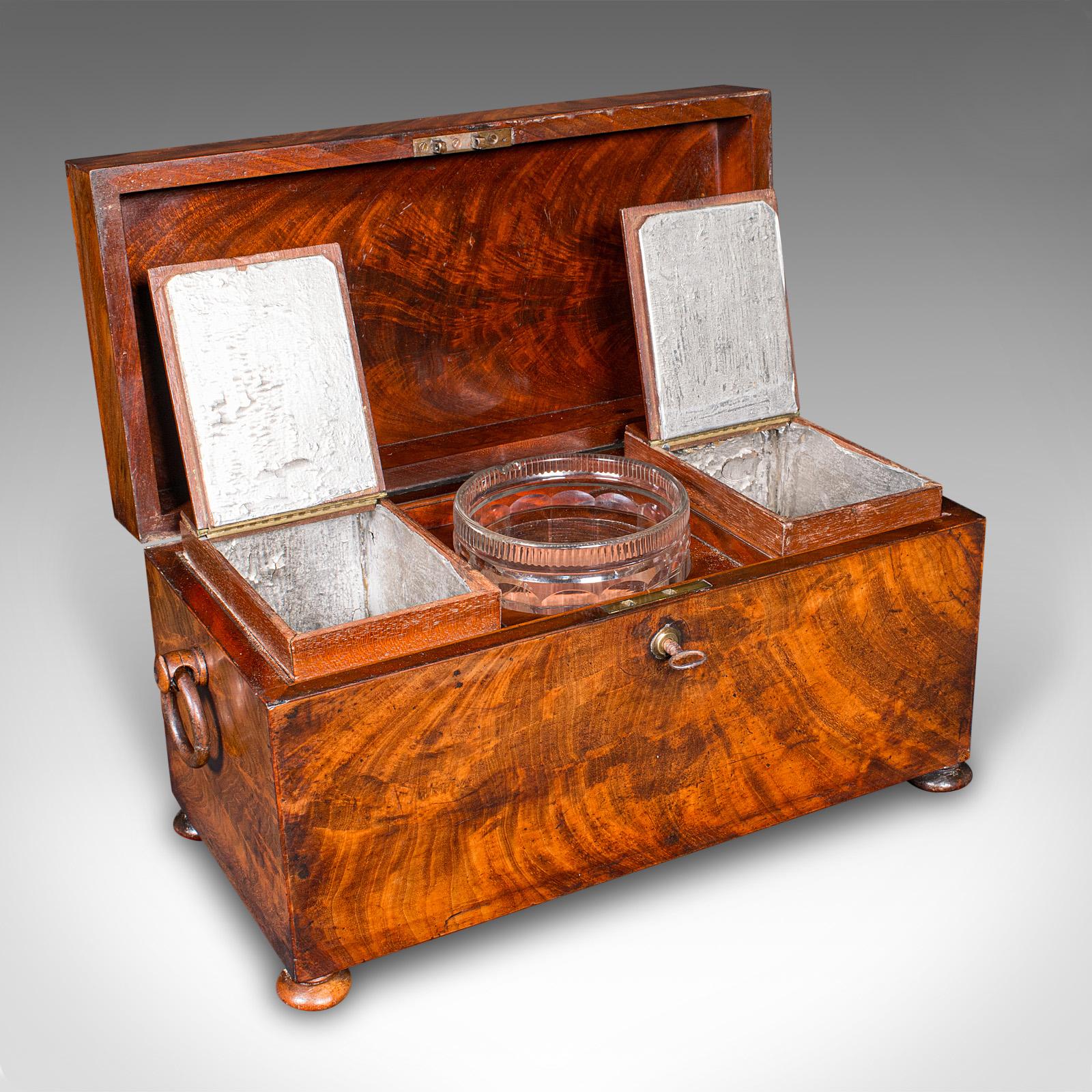 Regency Ancienne boîte à thé anglaise, boîte à feuilles libres, verre mélangé, Régence, vers 1820 en vente
