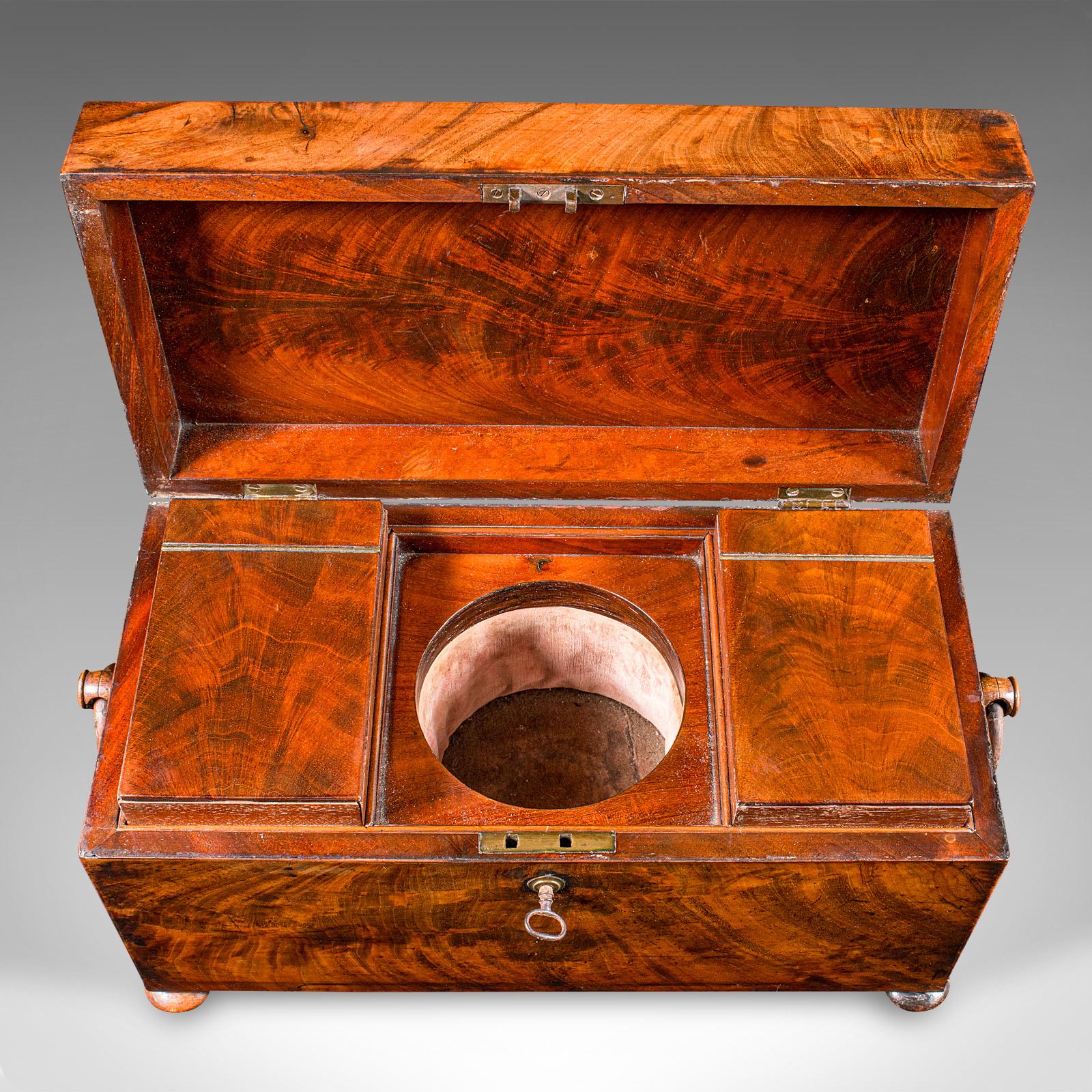 Ancienne boîte à thé anglaise, boîte à feuilles libres, verre mélangé, Régence, vers 1820 en vente 2