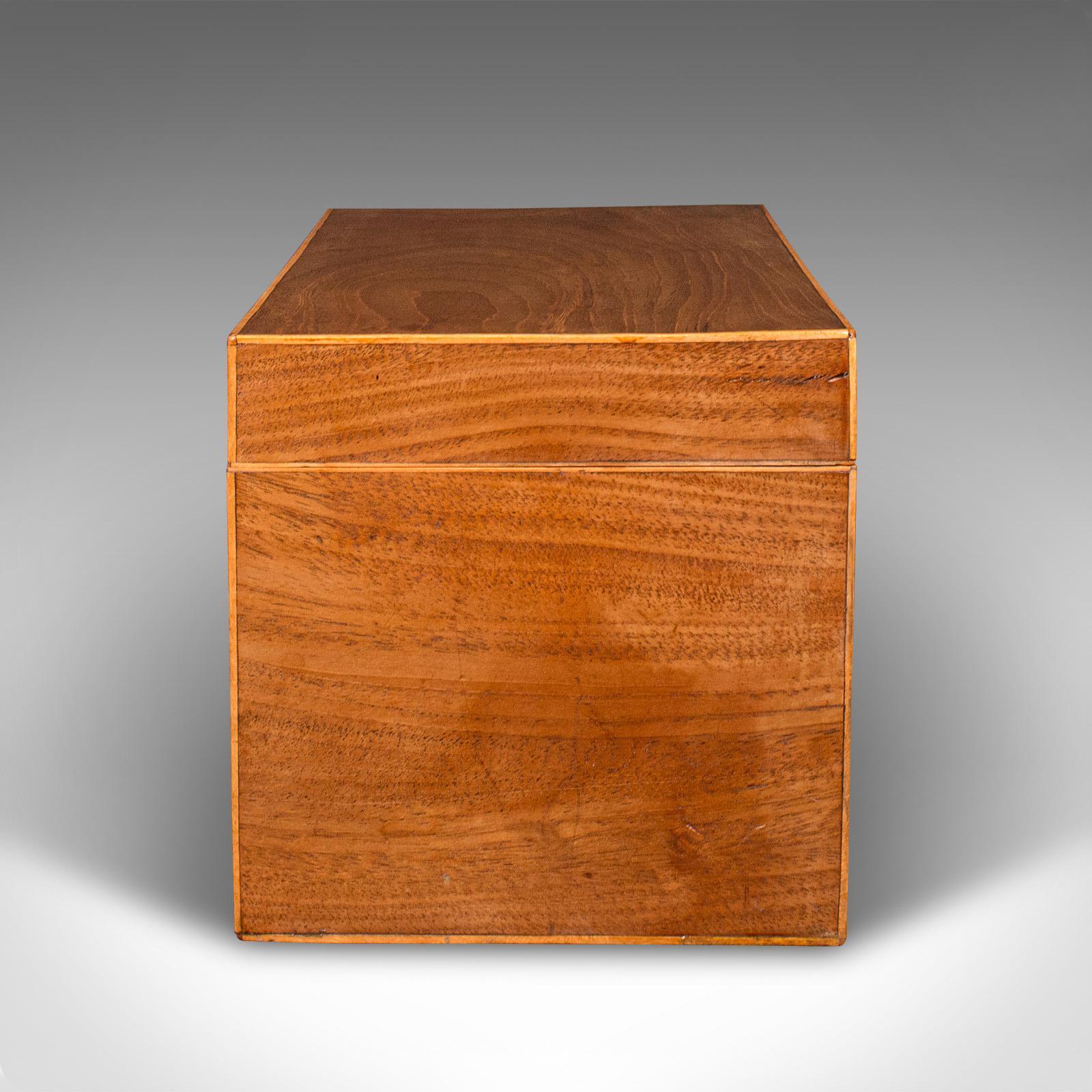 19th Century Antique Tea Caddy, English, Satinwood, Box, Mixing Glass, Regency, circa 1830 For Sale
