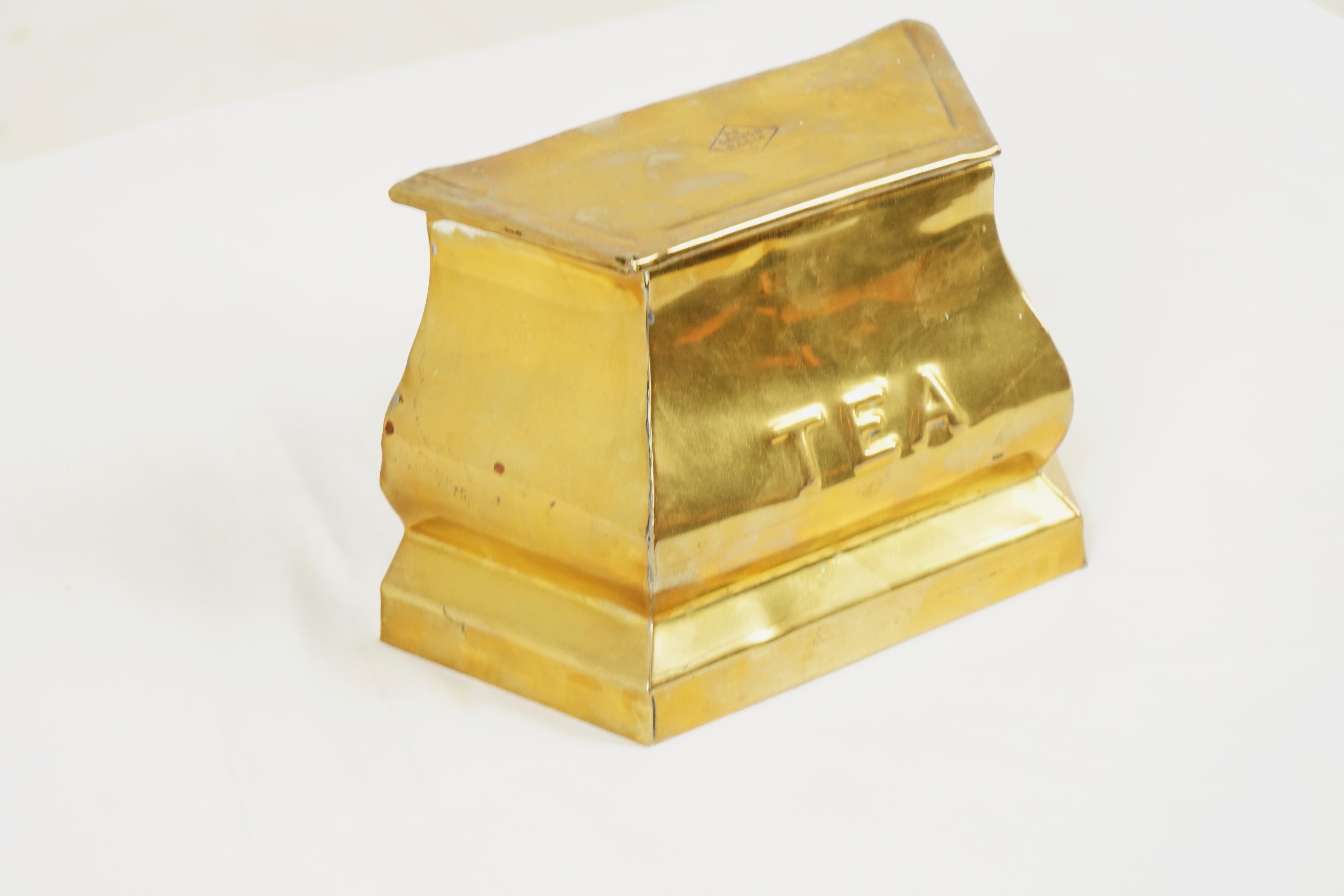 Scottish Antique Tea Caddy, Victorian, Brass Box With Lid, Scotland 1880, B645Y