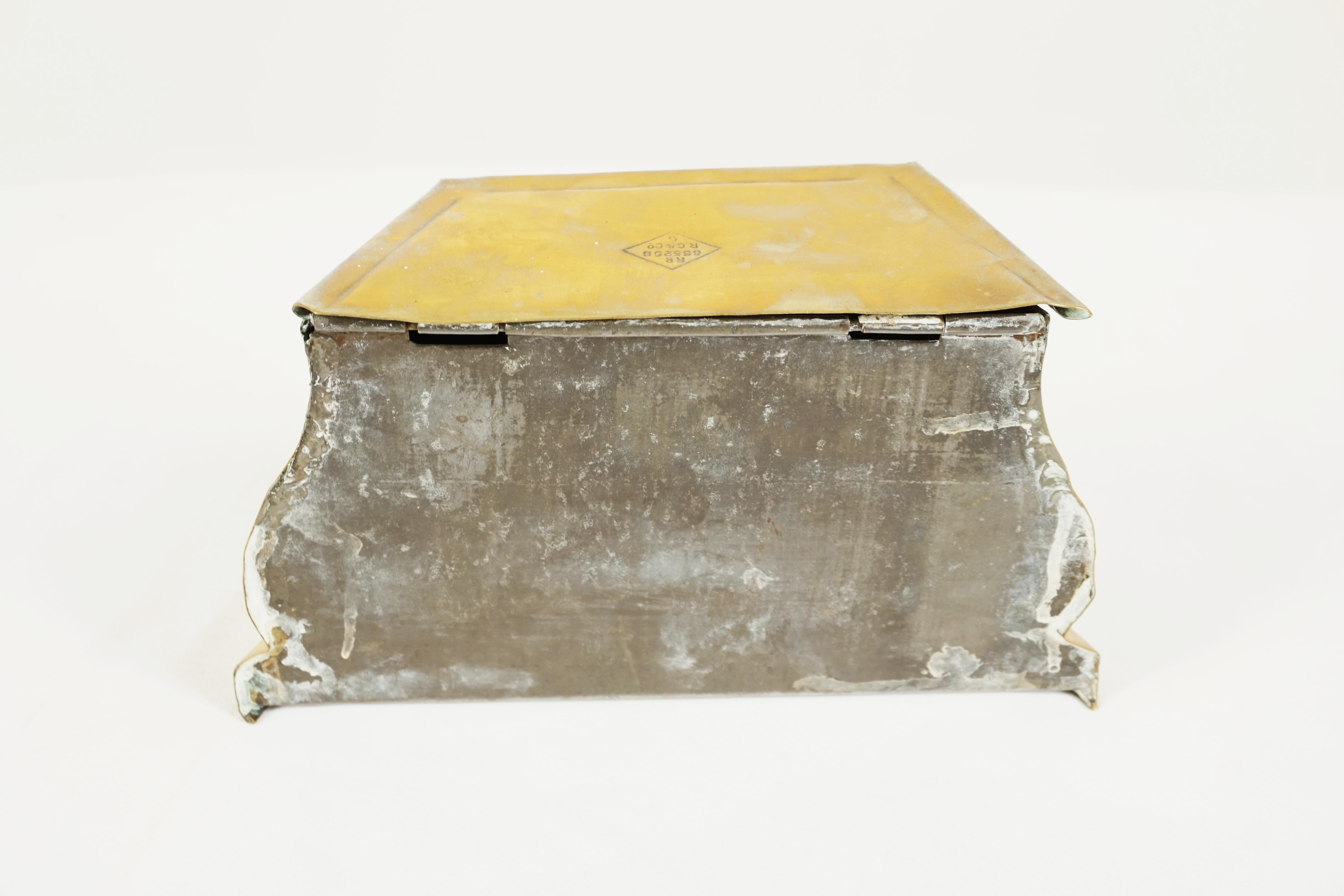 Antique Tea Caddy, Victorian, Brass Box With Lid, Scotland 1880, B645Y In Good Condition In Vancouver, BC