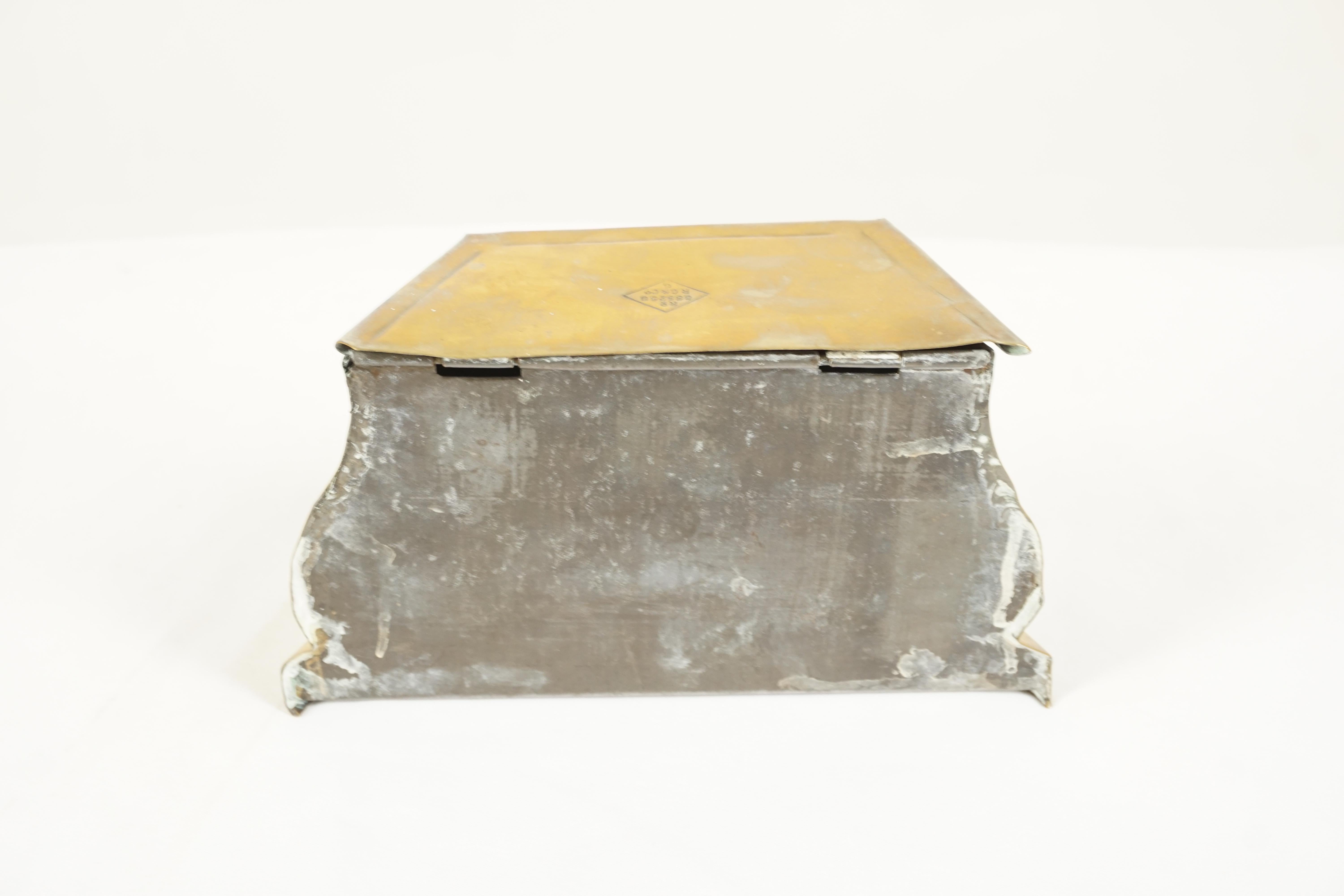 Late 19th Century Antique Tea Caddy, Victorian, Brass Box With Lid, Scotland 1880, B645Y