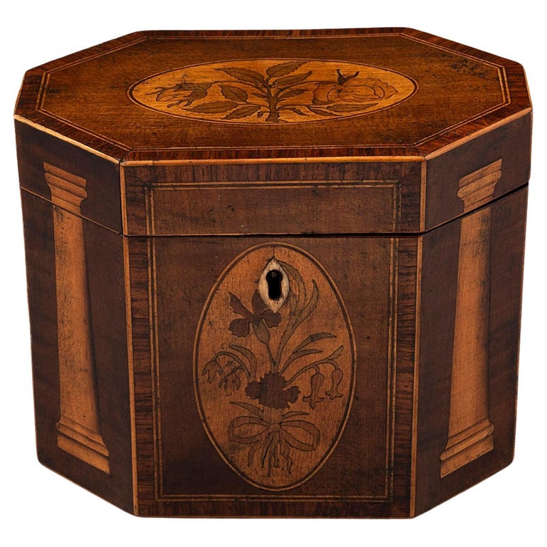 Antique Tea Caddy with Doric Columns For Sale at 1stDibs