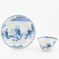 Antique Tea Cup and Saucer Chinese Porcelain Kangxi Blue White Bowl China
