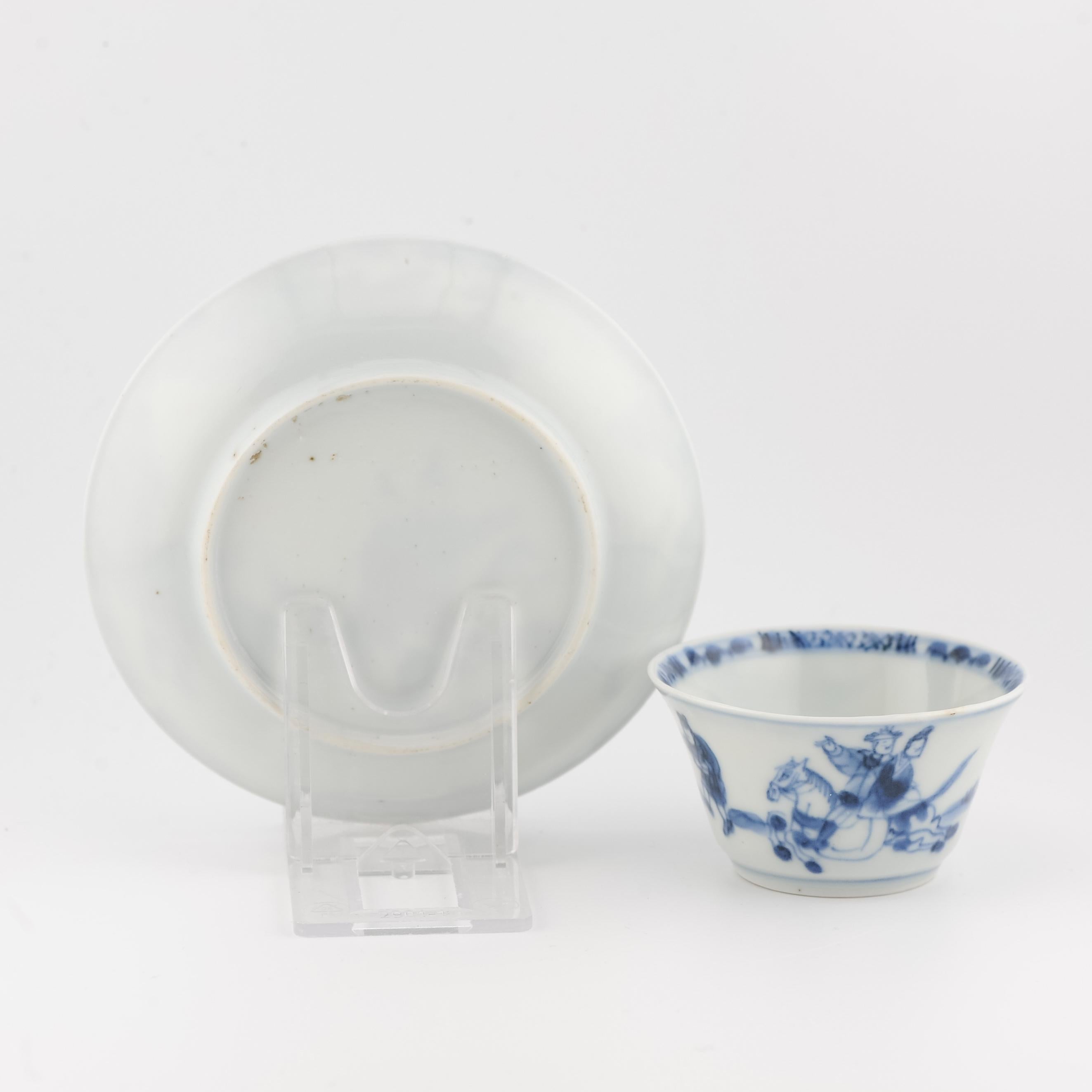 Antique Tea Cup and Saucer Chinese Porcelain Kangxi Blue White Bowl China 1