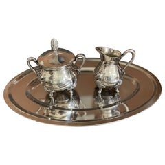 Antique Tea Set 3 Part English Silver, Serving Tray, Home Decorative Objects