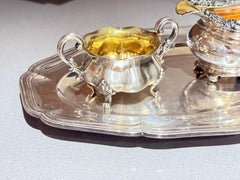 Antique Tea Set 4 Part English Silver Serving Tray, gild Home Decorative Objects