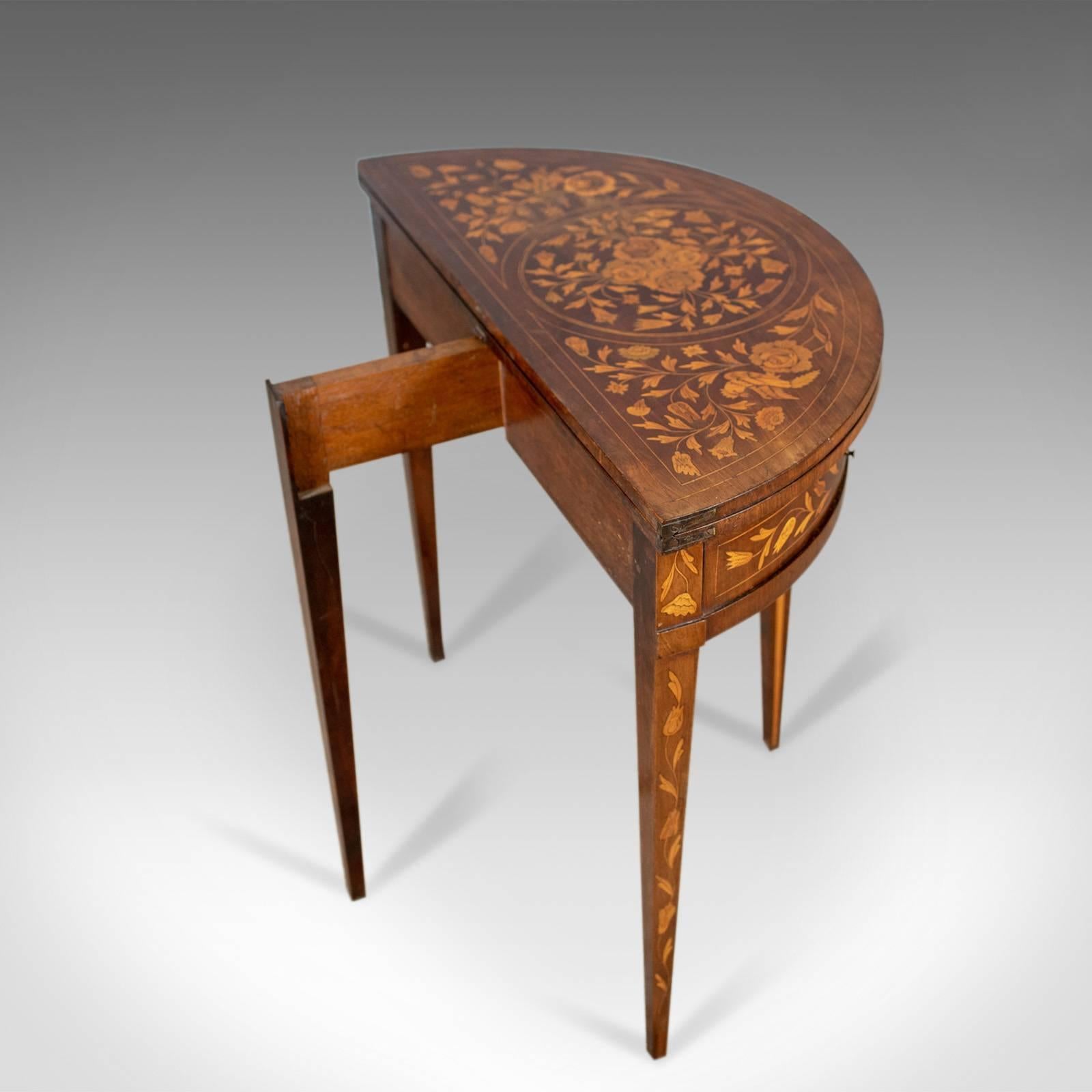 Antique Tea Table Dutch Fold-Over Inlaid Mahogany Side, circa 1780 In Good Condition In Hele, Devon, GB