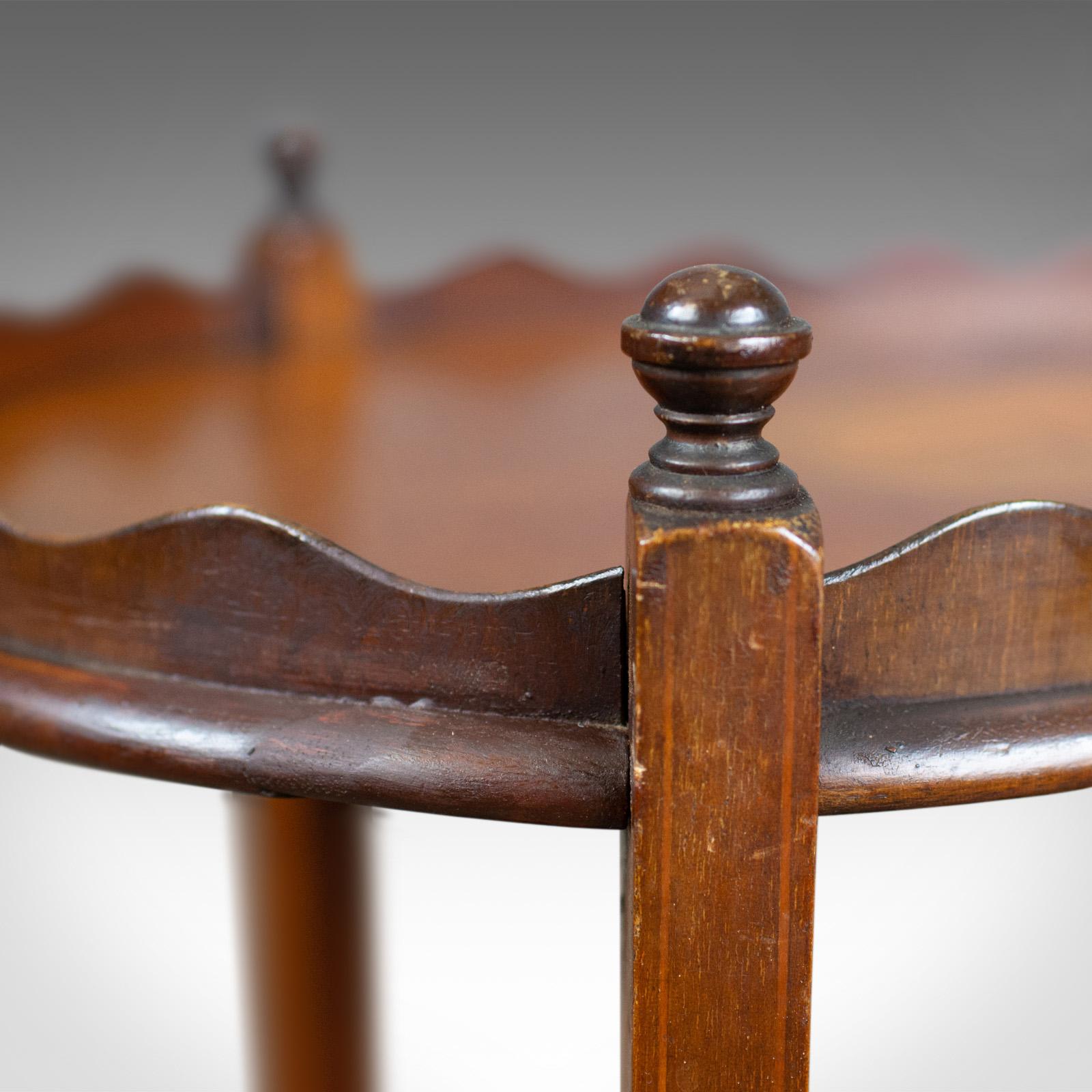 Mahogany Antique Tea Table, English, Edwardian, Two-Tier, Gallery, Side, circa 1910 For Sale