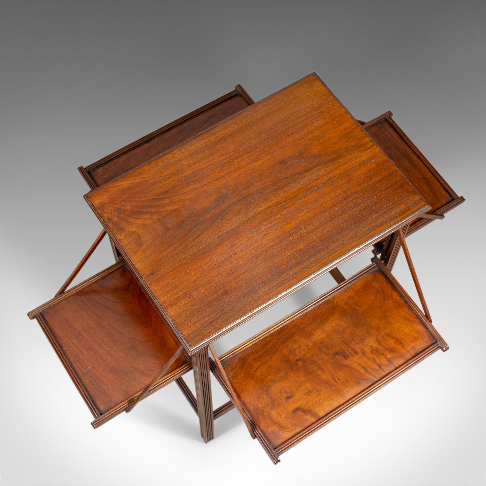 20th Century Antique Tea Table, English, Edwardian, Walnut, Cake Stand, Folding, circa 1910