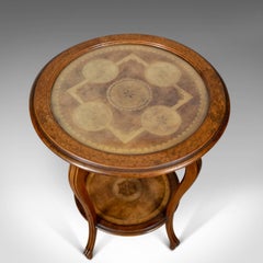 Antique Tea Table, Italian, Mahogany, Leather, Occasional, Side, circa 1900
