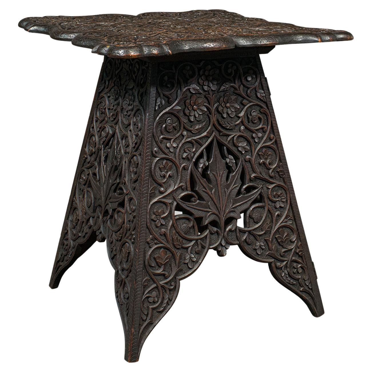Table à thé antique, Moyen-Orient, Plateau, Vin, Support de lampe, Victorien, vers 1900
