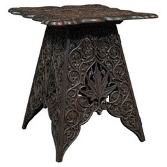 Table à thé antique, Moyen-Orient, Plateau, Vin, Support de lampe, Victorien, vers 1900