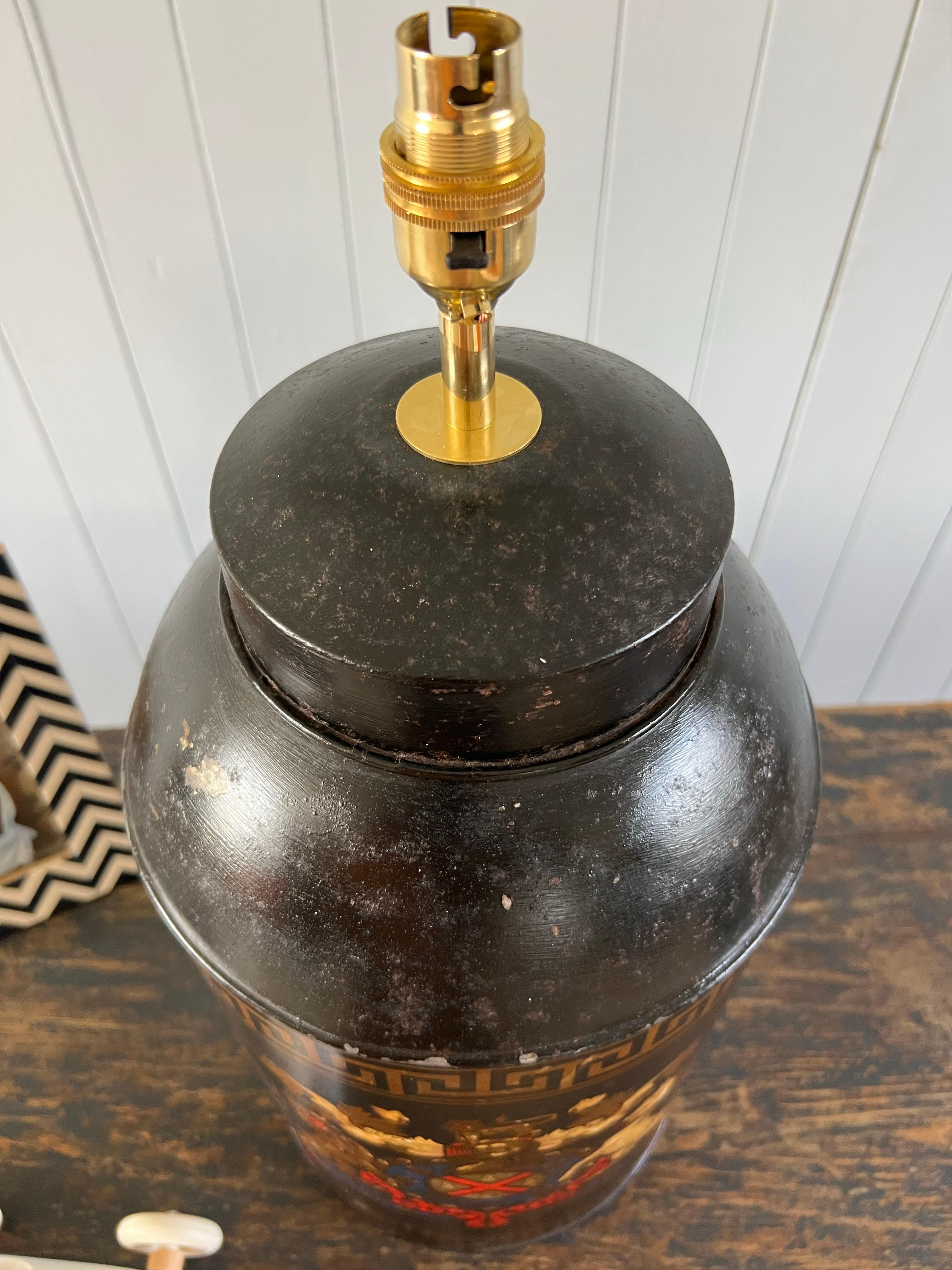 Victorian Antique Tea Tin Canister Table Lamp