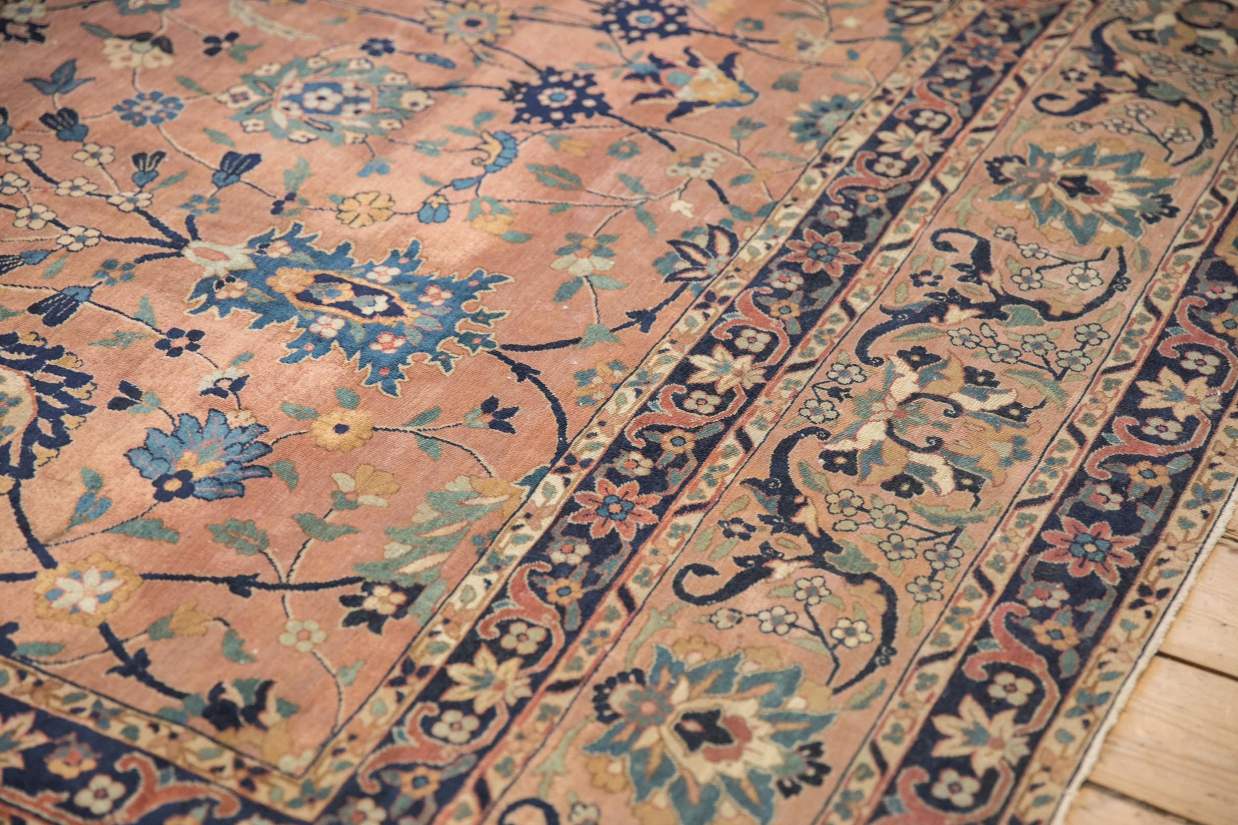 Hand-Knotted Antique Tea Washed Kerman Carpet For Sale
