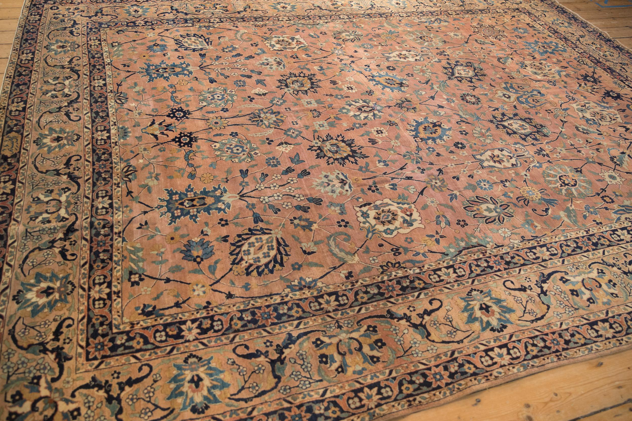 Early 20th Century Antique Tea Washed Kerman Carpet For Sale