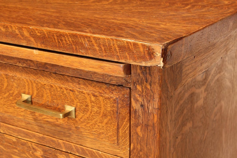 Antique Teachers Desk Tiger Oak And Brass Hardware At 1stdibs