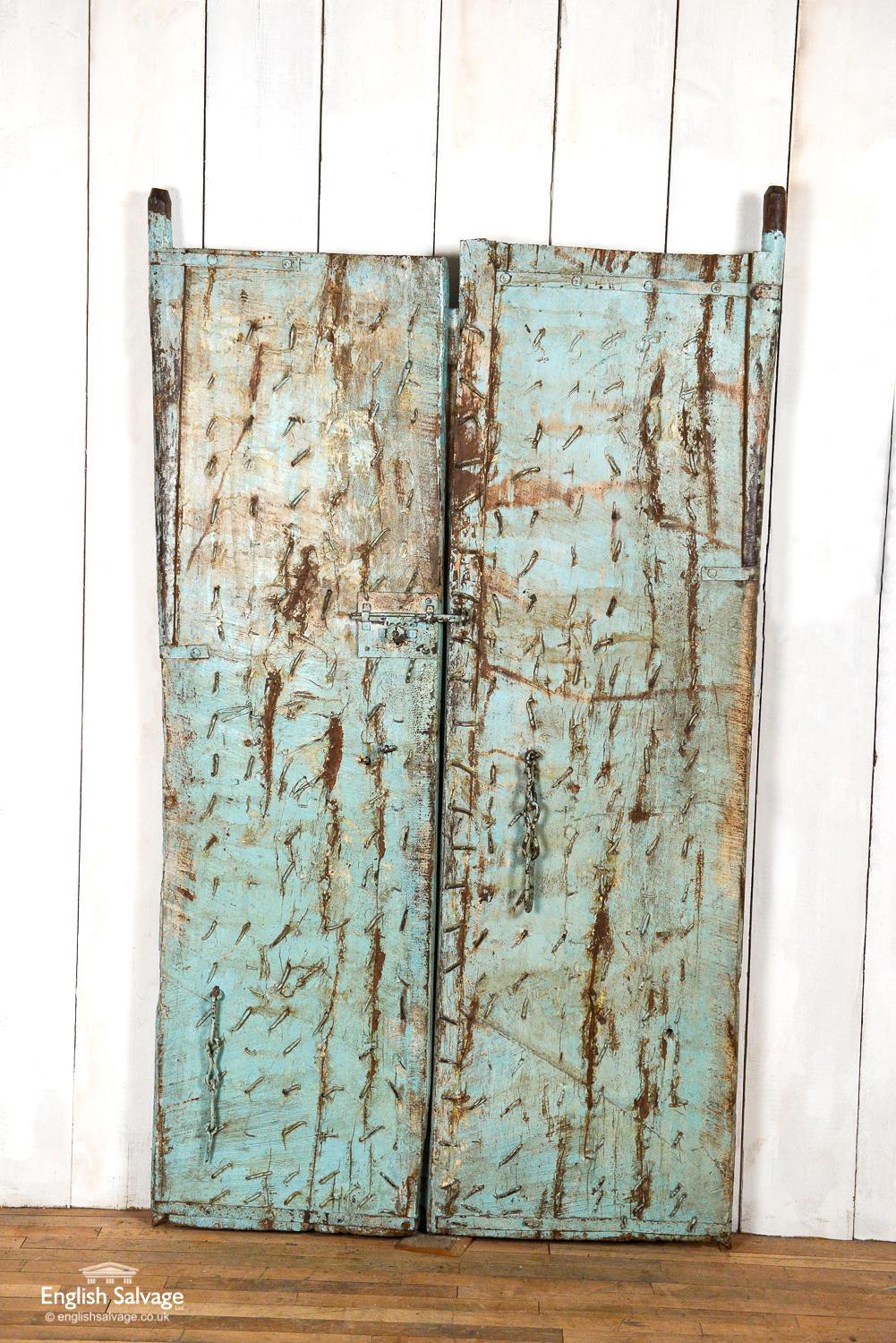 Antique Teak and Iron Doors in Frame, 20th Century For Sale 1