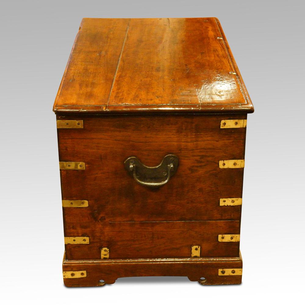 Late 19th Century Antique teak brass bound travelling strongbox 
