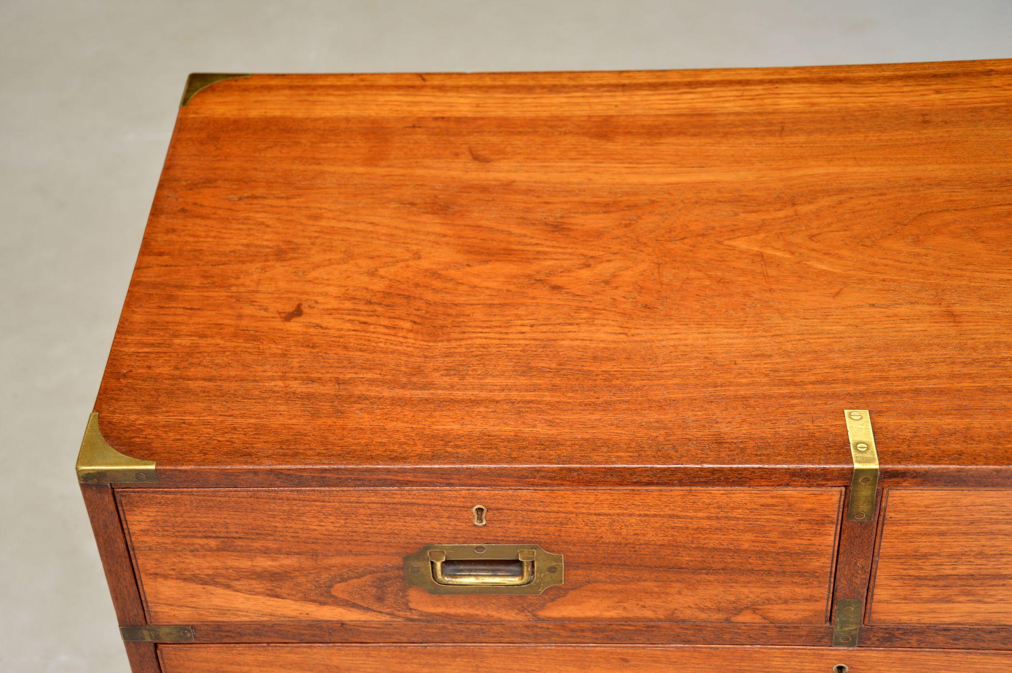 Antique Teak & Brass Military Campaign Chest of Drawers For Sale 2