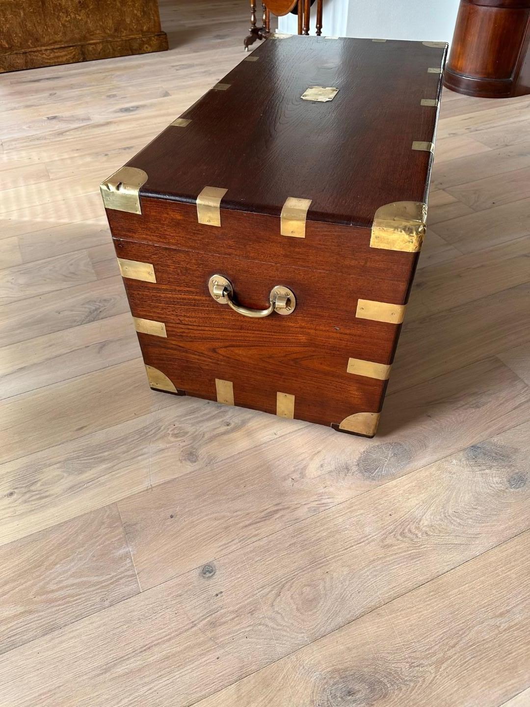 Antique teak colonial chest For Sale 5