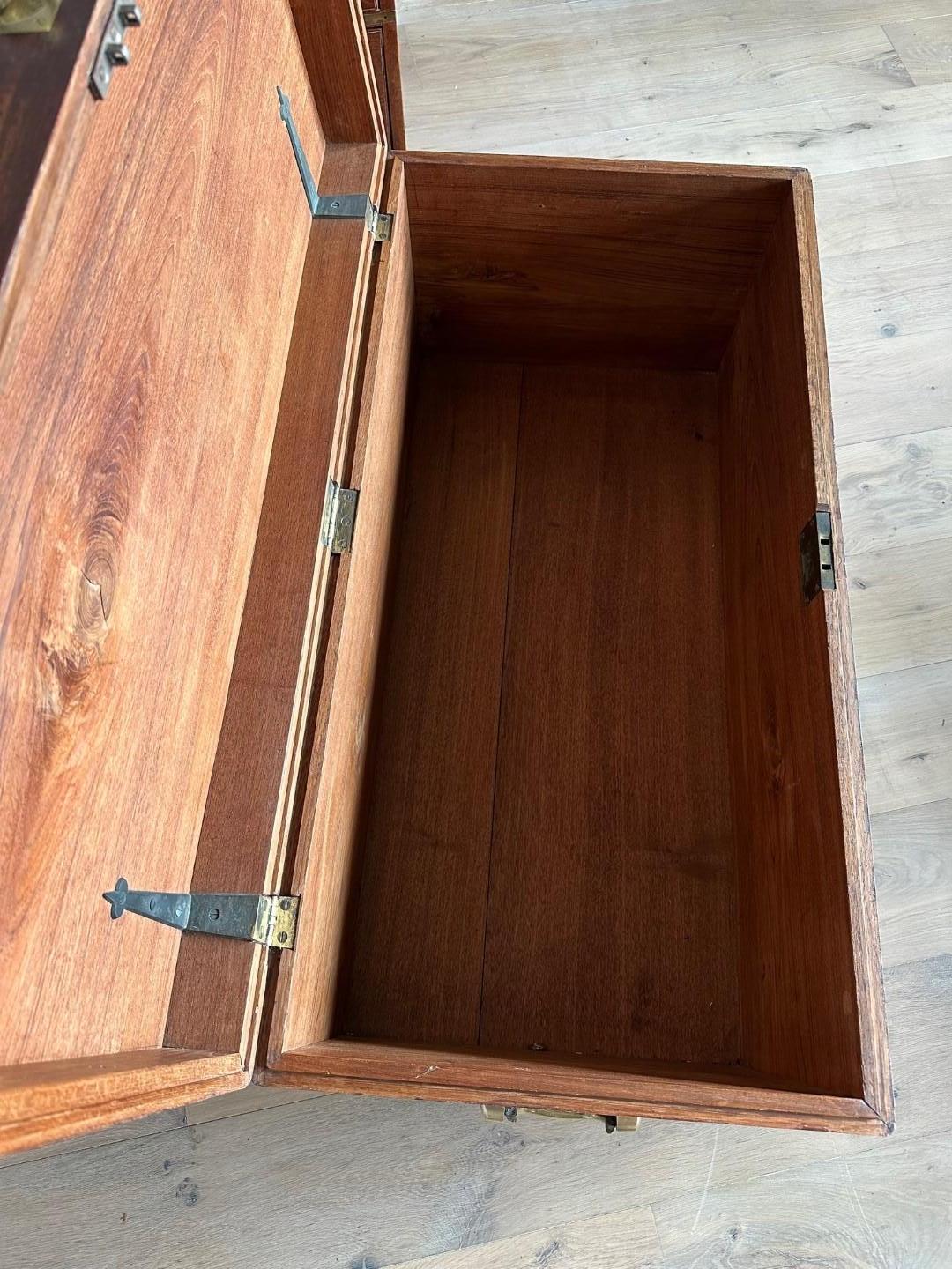 Antique teak colonial chest For Sale 6