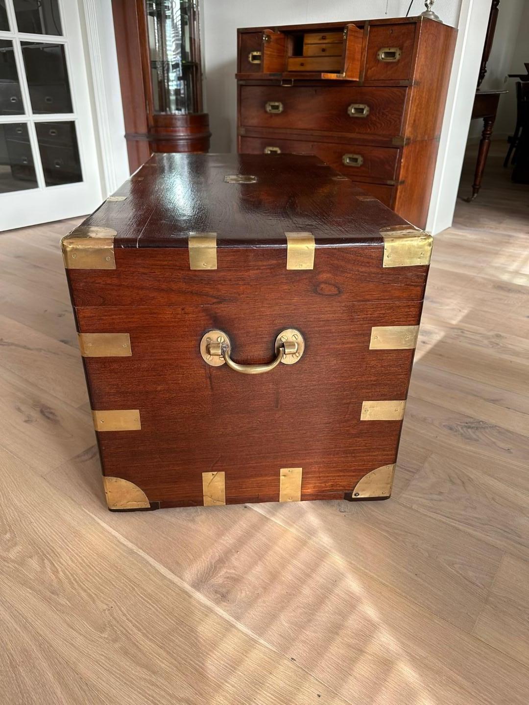 Antique teak colonial chest For Sale 2