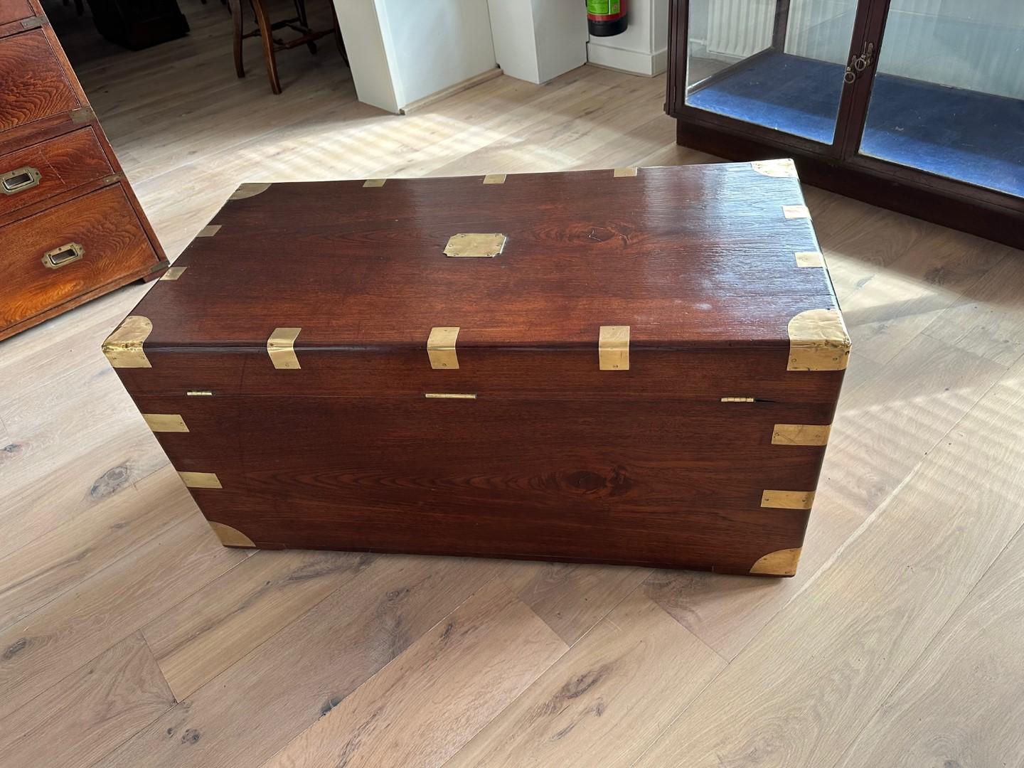 Antique teak colonial chest For Sale 3