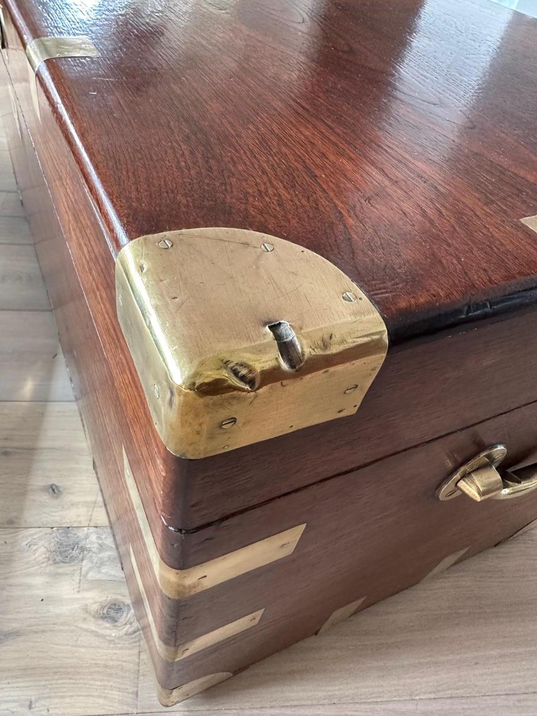 Antique teak colonial chest For Sale 4