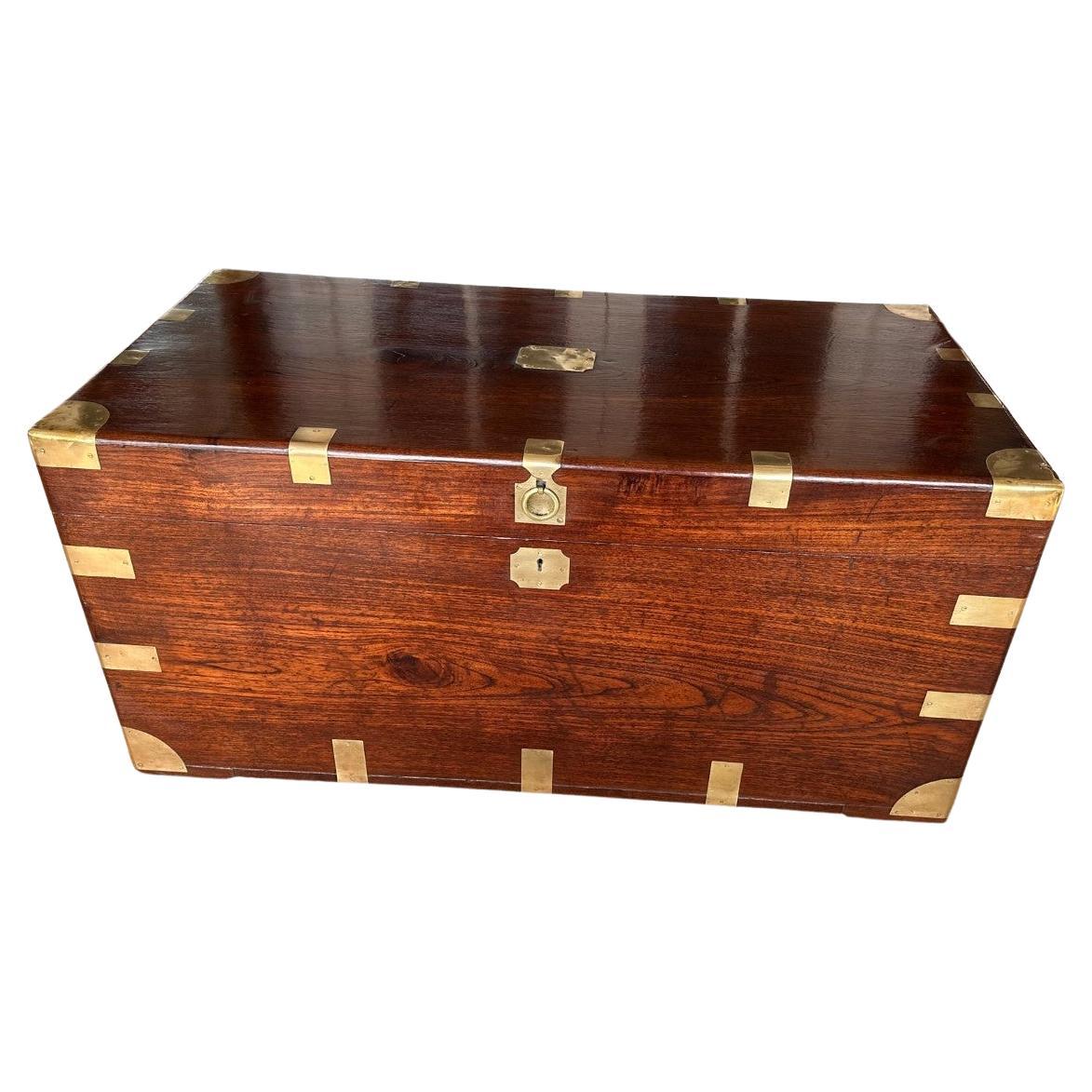 Antique teak colonial chest For Sale