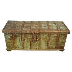 Antique teak decorated Colonial trunk