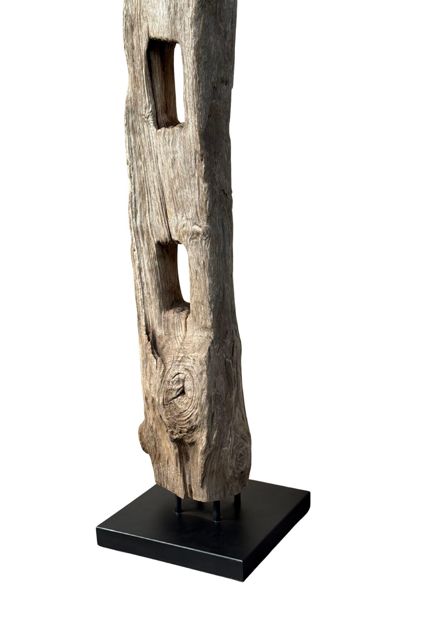 Antique Teak Fence Column from Java, Mounted on Metal Stand c.1900 For Sale 1