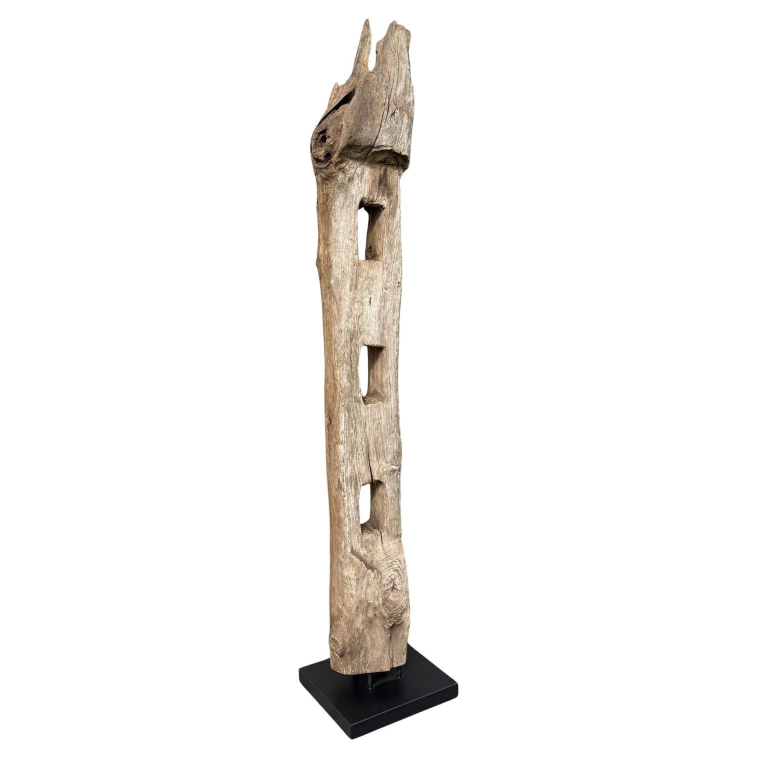 Antique Teak Fence Column from Java, Mounted on Metal Stand c.1900 For Sale